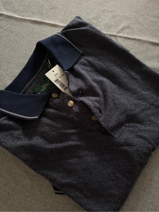 Hill and Archer Other - Hill and Archer Navy Textured Polo with Contrast Collar